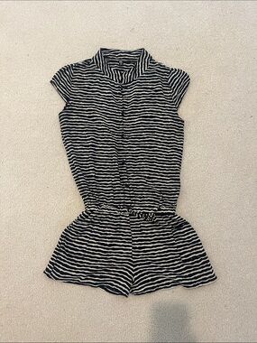 Striped Black & White Short Sleeve Romper